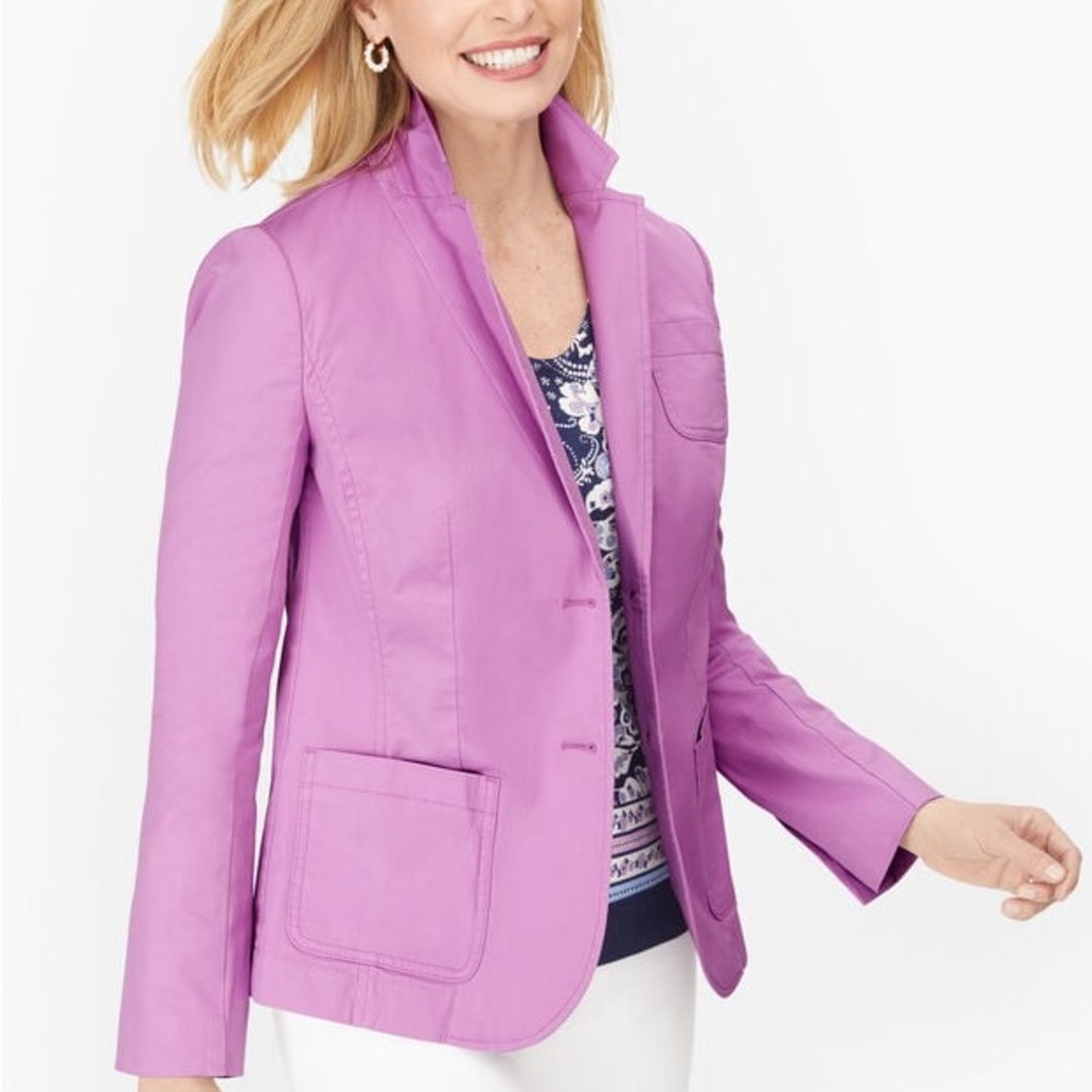 Talbots Lilac Cotton-Blend Blazer Jacket – Lavender – Size 14 – NWT
